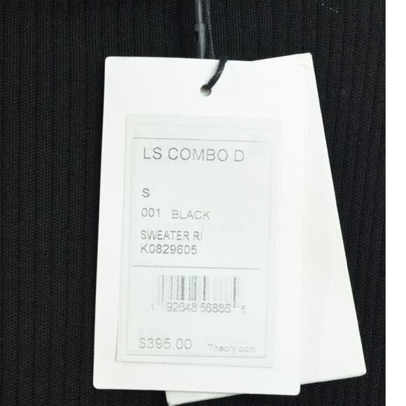 Theory Size S Mix‎ Media Long Sleeve Rib Sweater Dress Black Modest Professional - Picture 6 of 12